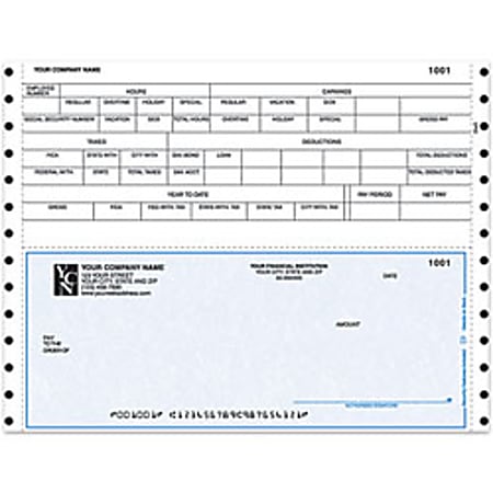 Custom Continuous Payroll Checks For Champion Business Systems®, 9 1/2" x 7", 3-Part, Box Of 250