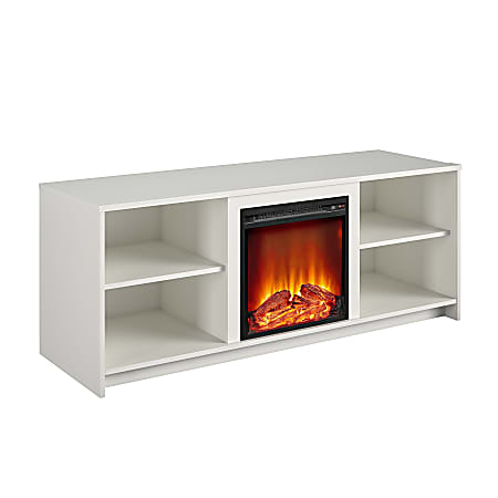 Ameriwood Home Cabrillo Fireplace TV Stand For TVs Up To 65", 23-7/16"H x 59-3/4"W x 19-3/4"D, White