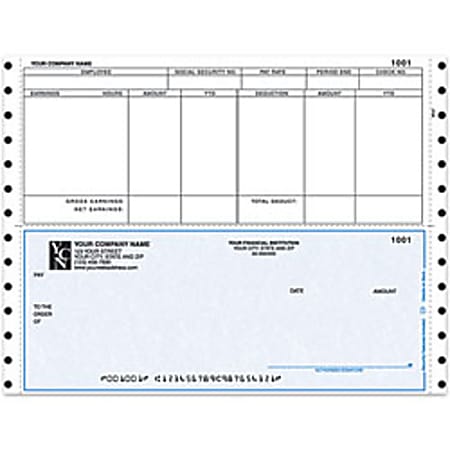 Custom Continuous Payroll Checks For MAS90/MAS200/MAS500®, 9 1/2" x 7", 3-Part, Box Of 250