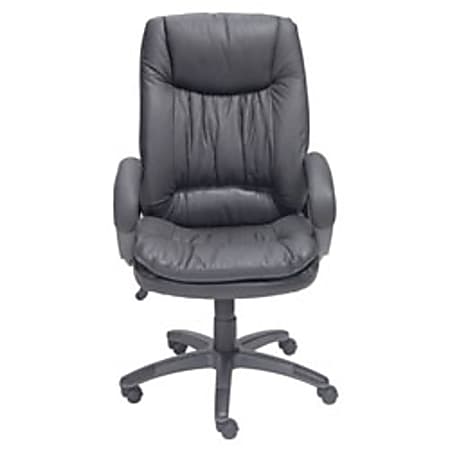 Realspace® Soho™ Harrington High-Back Leather Chair, 45 3/4"H x 26"W x 31"D, Charcoal Frame, Charcoal Leather