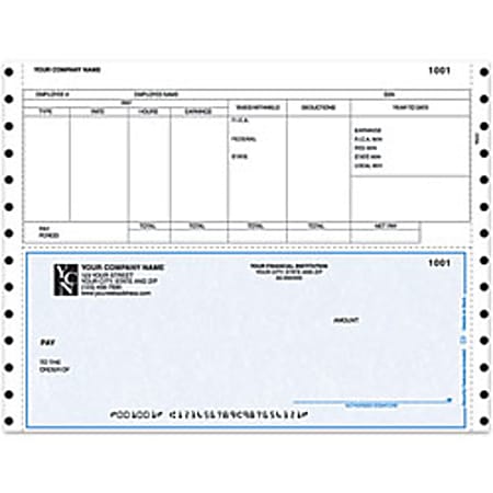 Custom Continuous Payroll Checks For RealWorld®, 9 1/2" x 7", 3-Part, Box Of 250