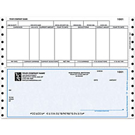 Custom Continuous Payroll Checks For Solomon®/Dynamics®, 9 1/2" x 7", 3-Part, Box Of 250