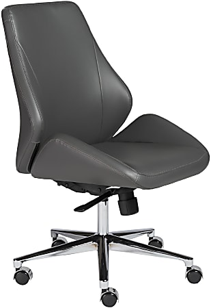 Eurostyle Bergen Armless Faux Leather Low-Back Commercial Office Chair, Chrome/Gray