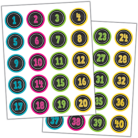 Teacher Created Resources Stickers Chalkboard Brights Numbers 120 ...