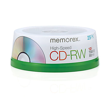 Memorex® CD-RW Media Spindle, 700MB/80 Minutes, 12x, Pack Of 25