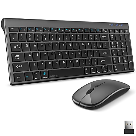 Delton N36 Slim Wireless Keyboard And Optical Mouse Combo, Black