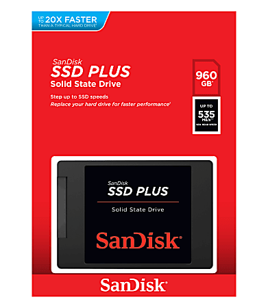 SanDisk® SSD PLUS Internal Solid State Drive, 960GB, Black