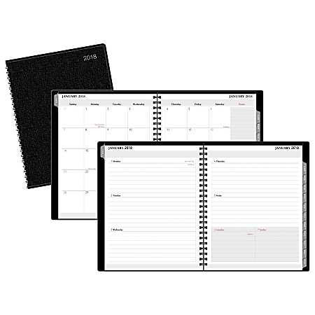Office Depot® Brand Weekly/Monthly Planner, Untimed, 7" x 9", Black, January to December 2018 (OD712000-18)