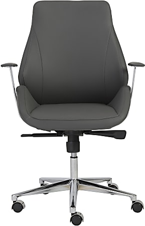 Eurostyle Bergen Faux Leather Low-Back Commercial Office Chair, Chrome/Gray