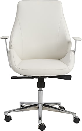 Eurostyle Bergen Faux Leather Low-Back Commercial Office Chair, Chrome/White