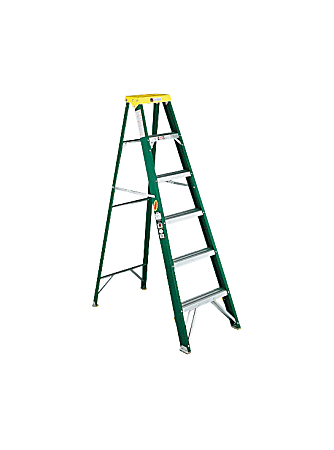 Louisville Fiberglass Standard Step Ladder - 225 lb Load Capacity - 40.1" x 22.3" - Green