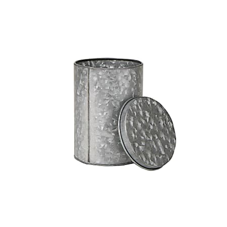 Mind Reader 3-Piece Galvanized Canister Set, 6-1/4"H x 4-1/2"W x 4-1/2"D, Silver