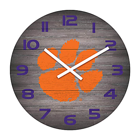 Imperial NCAA Weathered Wall Clock, 16”, Clemson University