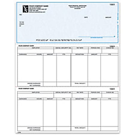 Laser Payroll Checks For MAS90/MAS200/MAS500®, 8 1/2" x 11", 2-Part, Box Of 250, CP36, Top Voucher