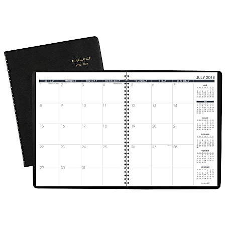 AT-A-GLANCE® Large 18-Month Academic Planner, 9" x 11", 30% Recycled, Black, July 2018 to December 2019