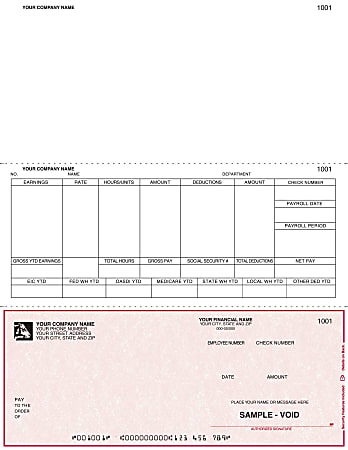 Custom Laser Payroll Checks For DACEASY®, 8 1/2" x 11", 2-Part, Box Of 250