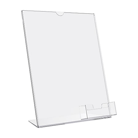 Acrylic 8.5 x 11 Slanted Sign Holder with Business Card Holder