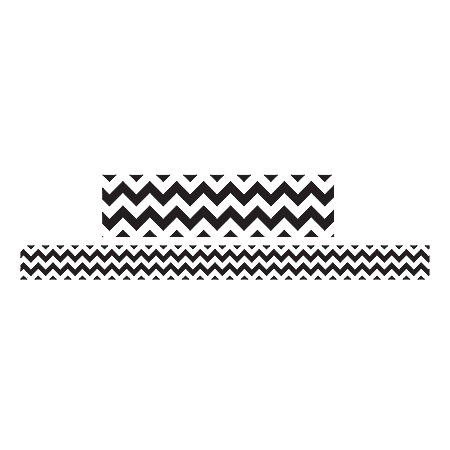 Teacher Created Resources Double-Sided Borders, 3" x 36", Black/White Chevron, Pack Of 12