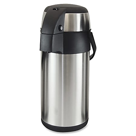 Genuine Joe High Capacity Vacuum Airpot - 3.2 quart (3 L) - Stainless Steel - Stainless Steel