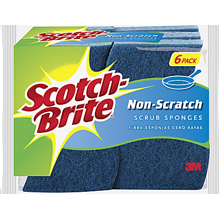 Scotch-Brite Non-Scratch Scrub Sponges - 0.8" Height x 4.3" Width x 2.8" Depth - 30/Carton - Blue