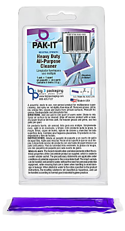 PAK-IT® Heavy-Duty All-Purpose Cleaner Packet, Pleasant Scent, Pack Of 5
