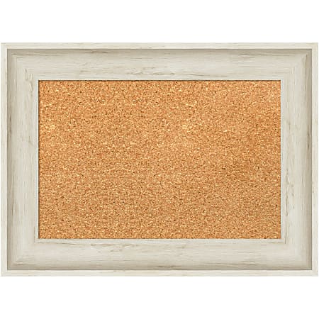Amanti Art Non-Magnetic Cork Bulletin Board, 23" x 17", Natural, Regal Birch Cream Plastic Frame