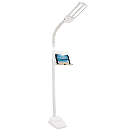 OttLite® Dual Shade LED Floor Lamp With USB Charging Station, 62"H, White