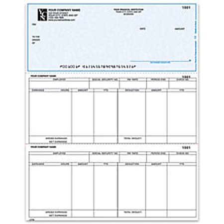 Laser Payroll Checks For MAS90 / MAS200 / MAS500®, 8 1/2" x 11", Box Of 250, CP36, Top Voucher