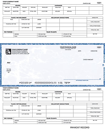 Laser Payroll Checks For RealWorld®, 8 1/2" x 11", Box Of 250, CP49, Middle Voucher
