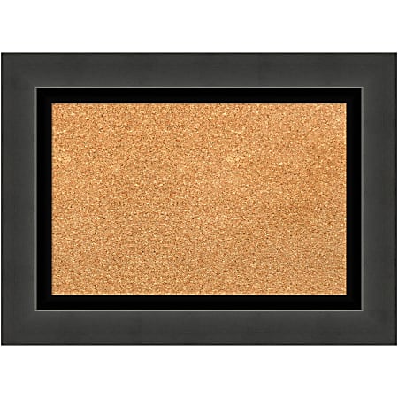 Amanti Art Cork Bulletin Board, 23" x 17", Natural, Tuxedo Black Polystyrene Frame