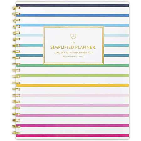 Simplified by Emily Ley for AT-A-GLANCE® 2027 Weekly Monthly Planner, Happy Stripe, Large, 8 1/2" x 11"