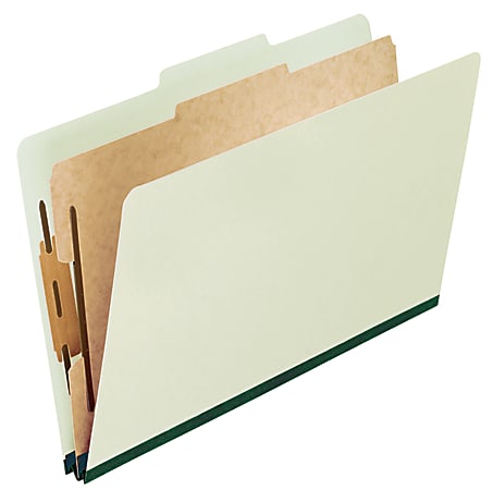 Pendaflex® Pressboard 6-Fastener Classification Folders, Letter Size, Top-Tab, Leaf Green, Pack Of 10