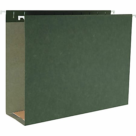 Business Source Box Bottom Hanging Folders, Legal Size, 1/5 Tab Cut, 3" Expansion, Standard Green, Box Of 25 Folders
