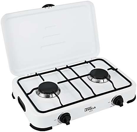 Premium Levella 2 Burner Propane Gas Stove, 3-7/8&rdquo;H x 18-15/16&rdquo;W x 12&rdquo;D, White