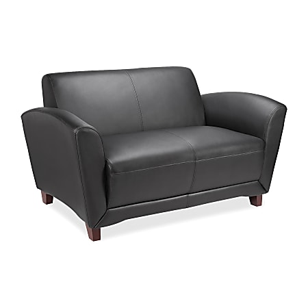 Lorell® Accession Bonded Leather Reception Loveseat, Black