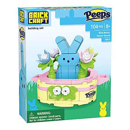 Brickcraft Peeps Bunny Easter Basket Brick Building Kit, Blue, Set 104 Pieces