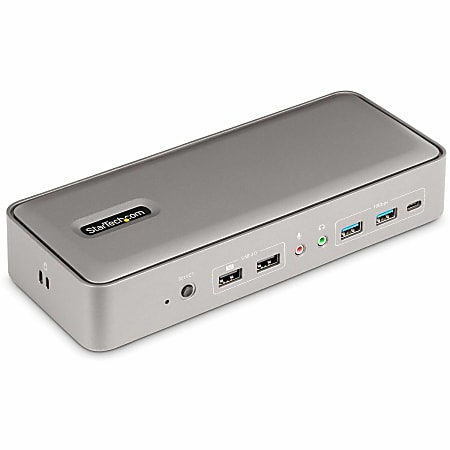 StarTech.com Dual-Laptop USB-C KVM Docking Station, Dual Monitor 4K 60Hz DisplayPort KVM Dock, 5x USB Hub, GbE, 90W/45W PD, Windows/Mac