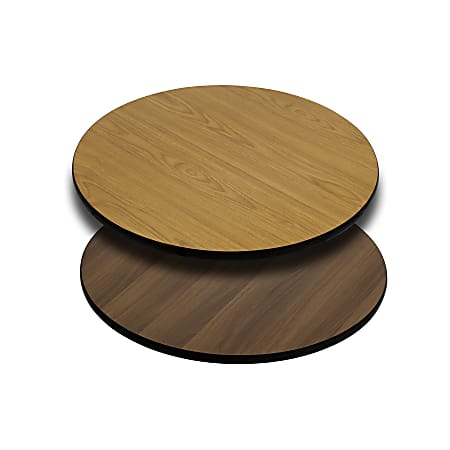 Flash Furniture Reversible Laminate Round Table Top, 24", Natural/Walnut