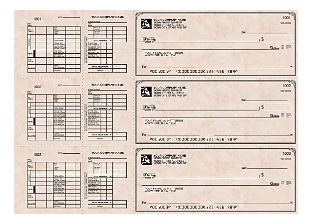 Custom 3-To-A-Page Checks, Style 13, 8 1/4" x 3 1/24", Box Of 300