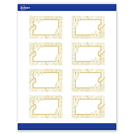 Avery&reg; Printable Tags With Sure Feed&reg; Technology, 2" x 3", Matte White With Gold Florals, Pack Of 80