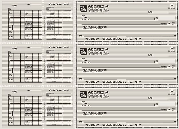 Clarke Custom 3-To-A-Page Checks, Style 13, 8 1/4" x 3 1/24", 2 Part, Box Of 300