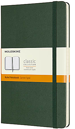Moleskine Classic Hard Cover Notebook, Large, 5" x 8.25", Ruled, 240 Pages, Myrtle Green