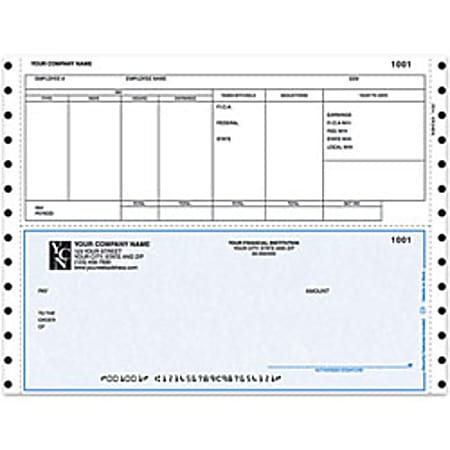 Custom Continuous Payroll Checks For Great Plains®, 9 1/2" x 7", Box Of 250