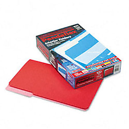 Pendaflex® Legal-Size Interior File Folders, 1/3 Cut, Red, Box Of 100