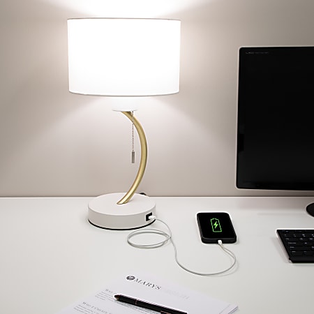 Ottlite Executive White Desk Lamp with 2.1A USB Charging Port