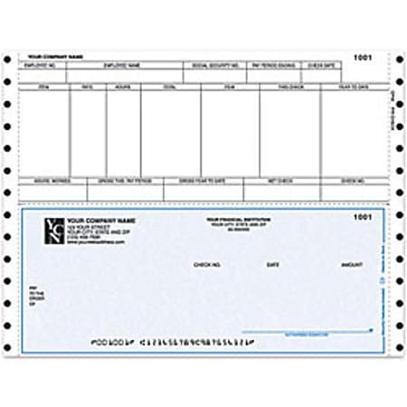 Custom Continuous Payroll Checks For Sage Peachtree®, 9 1/2" x 7", Box Of 250