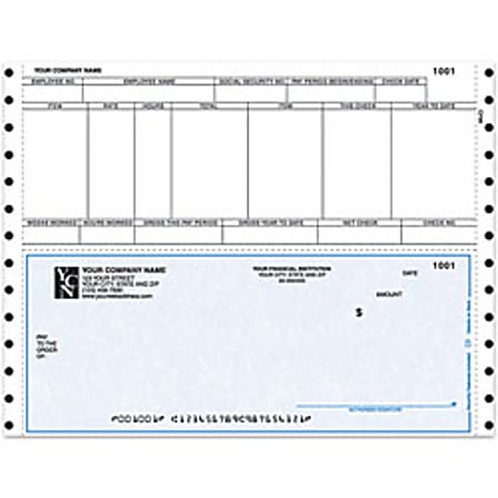 Continuous Payroll Checks For Sage Peachtree®, 9 1/2" x 7", Box Of 250, CP98, Bottom Voucher