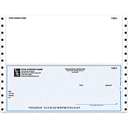 Custom Continuous Multipurpose Voucher Checks For One Write Plus® / MAS90 / MAS200 / MAS500®, 9 1/2" x 7", Box Of 250
