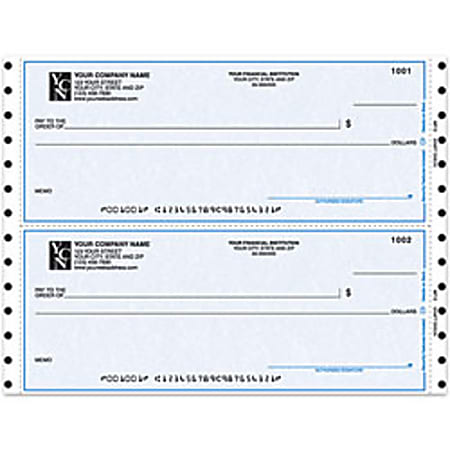 Custom Continuous Multipurpose Draft Checks For Quicken® / Quickbooks® / Microsoft®, 9 1/2" x 3 1/2", Box Of 250