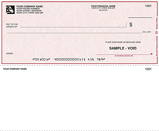 Custom Continuous Multipurpose Voucher Checks For Quicken® / Quickbooks® / Microsoft®, 9 1/2" x 7", Box Of 250